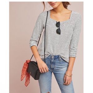 Maeve Anthropologie kenely striped black white top